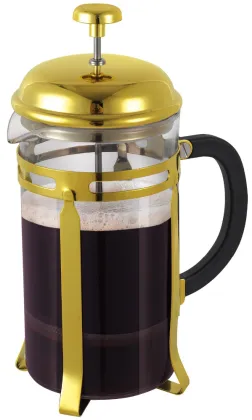 Golden chrome plated coffee pot, chambord style coffee press