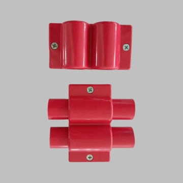 Red Double Hole Pipe Support 25mm
