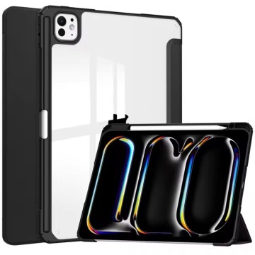 Trường hợp minh bạch với giá đỡ bút chì cho các mẫu iPad khác nhau - 2024 Air 11, Pro 13/11, 12,9 6, 10.9 10, Mini6 Flip Smart Cover