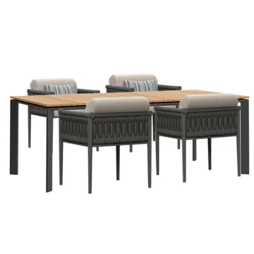 Customized Wood Outdoor 6 Seater Dining Table Set