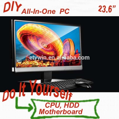 All in one pc DIY computer hardware with 23.6"LED monitor desktop computer all in one