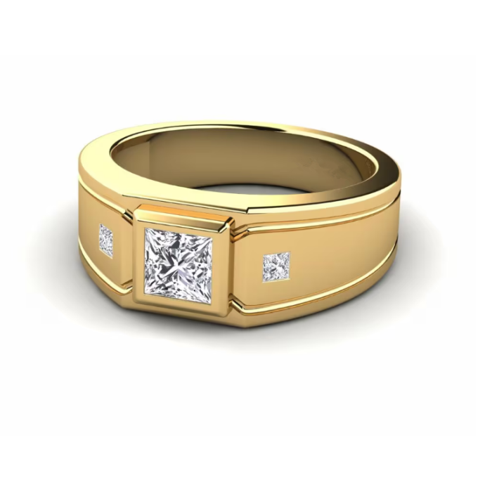 Cincin Lelaki Berlian Makmal Emas 18K Tersuai