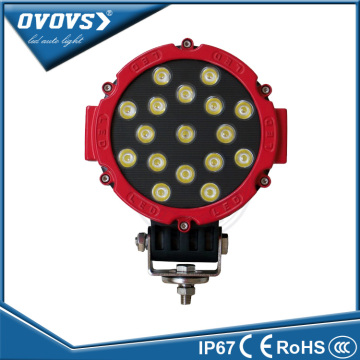 New design black red housing option 7" 51w led tractor work light for automotive J-eep,ATV,SUV