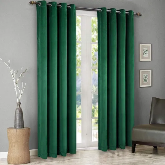 Factory Direct Blackout Velvet Curtains with Attached Valance Fabric