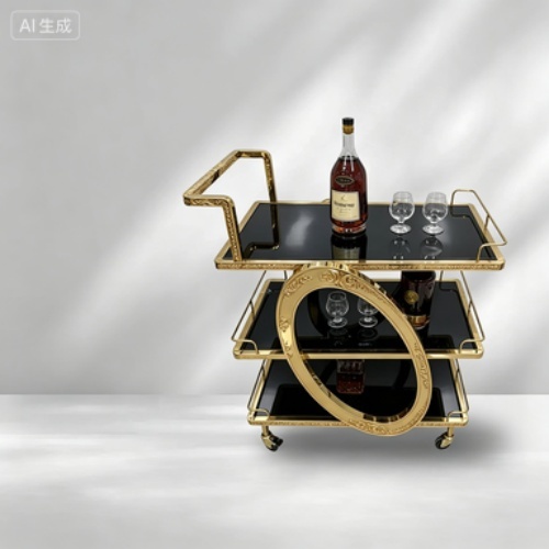Stainless Steel Three-Tier Food Cart for Bars and Restaurants