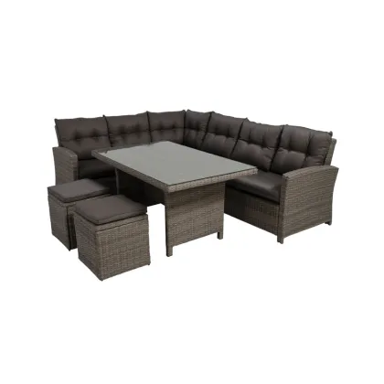 Aluminium Patio Furniture 5-Piece Sectional Low Dining Table Set