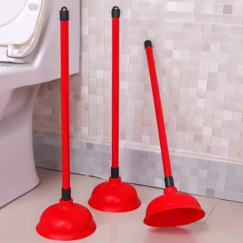 Powerful Plastic Toilet Plunger with Rubber Cup for Effective Drain Unclogging