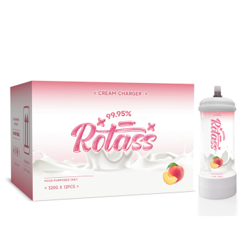 Rotass 0.52L Peach Flavor Whipped Cream Cylinder with 99.95% Purity Charger - Retail Packaged