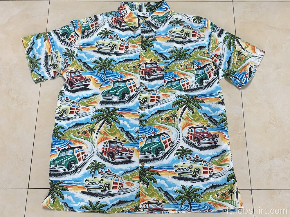 Camicia hawaii con stampa in poliestere di alta qualità