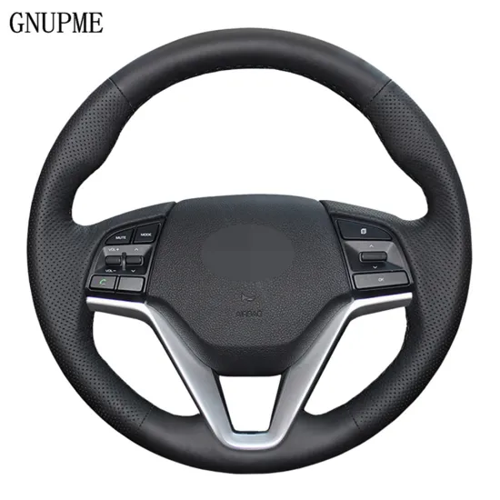 Hand-stitched DIY Black Artificial Leather Car Steering Wheel Cover For Hyundai Tucson 3 2015 2016 2017 2018 2019