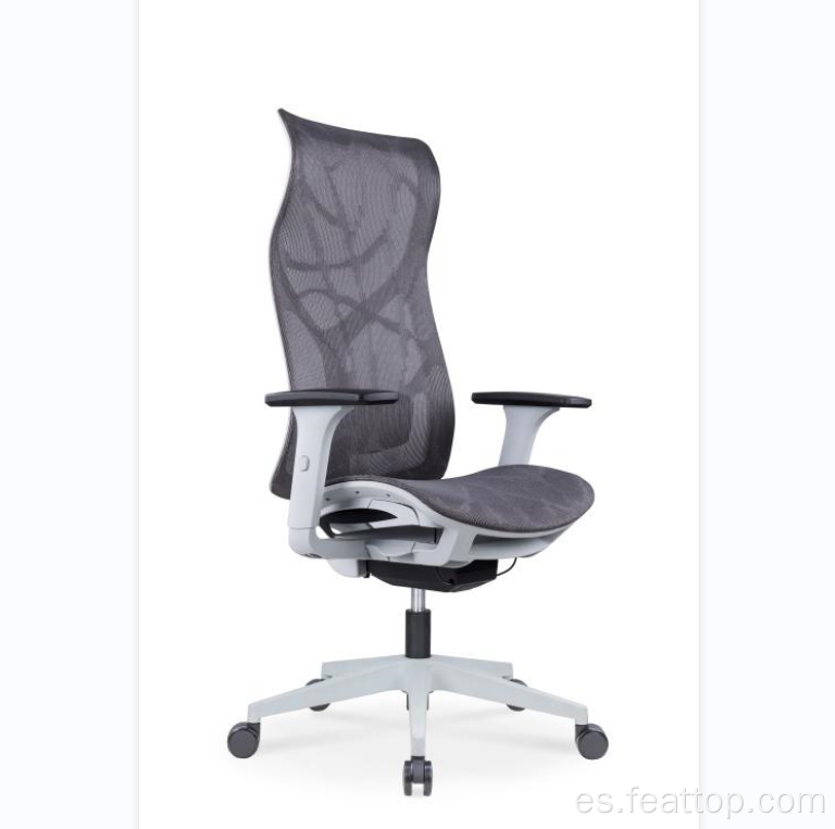 Silla de oficina de malla de nylon color blanco portátil ajustable