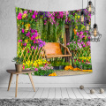 Flowers Bench Tapestry Wall Hanging Green Plants Park Garden Wall Tapestry for Livingroom Bedroom Dorm Home Decor