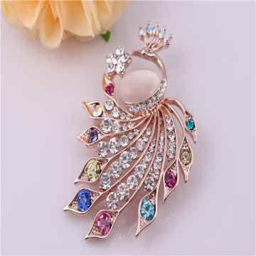 18k Yellow Gold Peacock Shape Brooch Pin Fq-B-987433