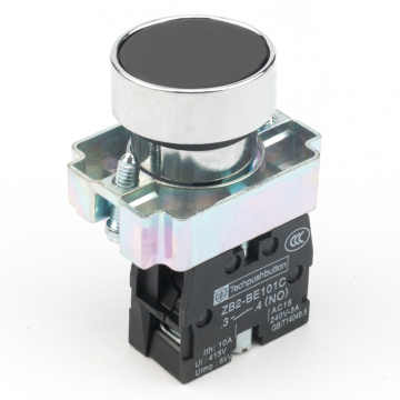 XB2 22mm Momentary Self-reset Push Button Switch - Black Round Flat Head (NO/NC)