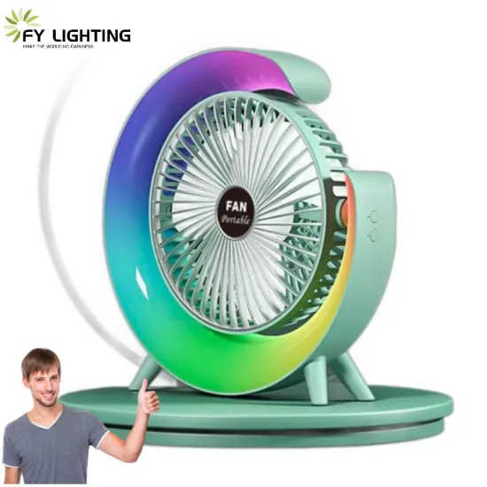 Color Scrolling Lantern USB Charging Fan for Dormitory and Office