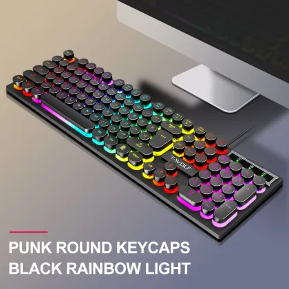 T-Wolf Film Keyboard T80 Wired USB RGB Glowing Gaming Keyboard