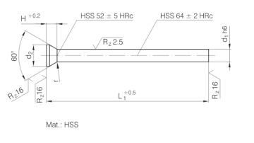 DIN9861/ISO6752 Conical Head Punch HSS Material