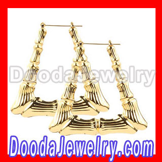 Celeb Inspired Gold Topaz Teal Bamboo Earrings Wholesale 