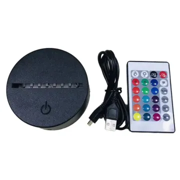 3D LED Lamp Night Light with Touch Base, USB Cable, and Remote Control (Acrylic Black)