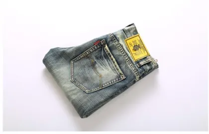 Men's Fashion New Retro Torn Jeans Straight Jeans