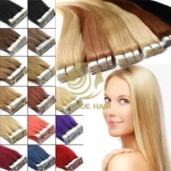 Double drawn russian human tape in hair extensions