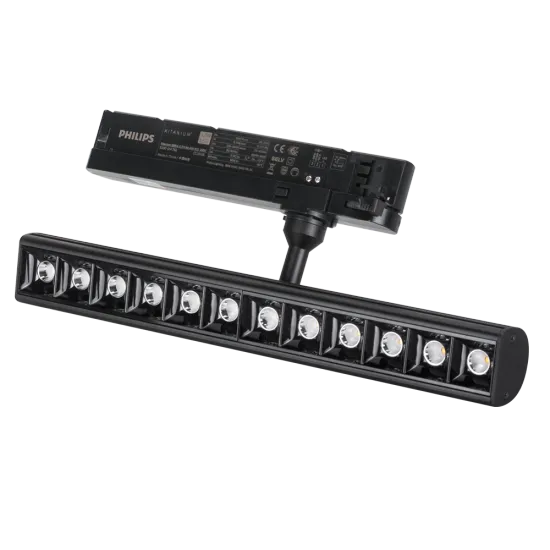 Integrated Flicker-Free 3-Wire Single Phase & 4-Wire 3 Phase 32W LED Linear Track Light with Narrow Beam Angle for Indoor Use