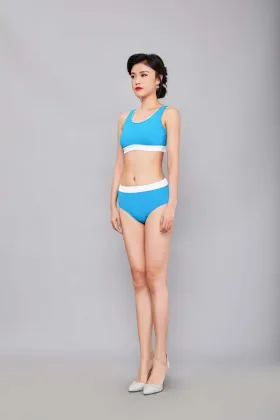 Solid Swimwear Bikini Suit Top and Bottom