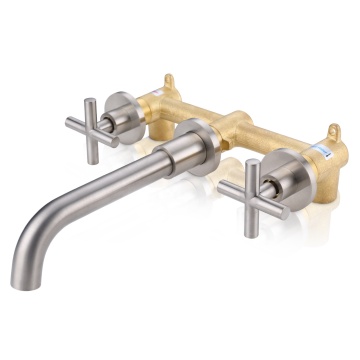 Bathroom Wall Mount Two Handle Faucet for Vessel Sink