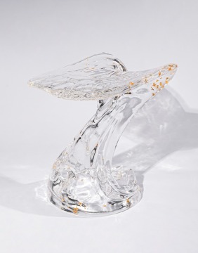 Streamline Moderne Gold Leaf Crystal Stool