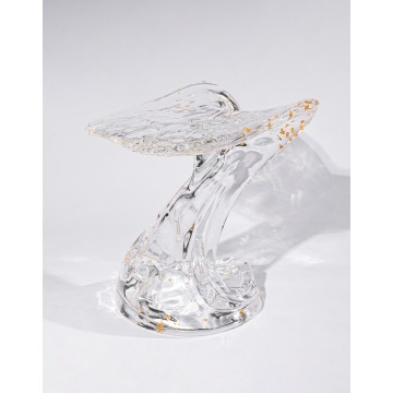 Streamline Moderne Altın Yaprak Kristal Tabure