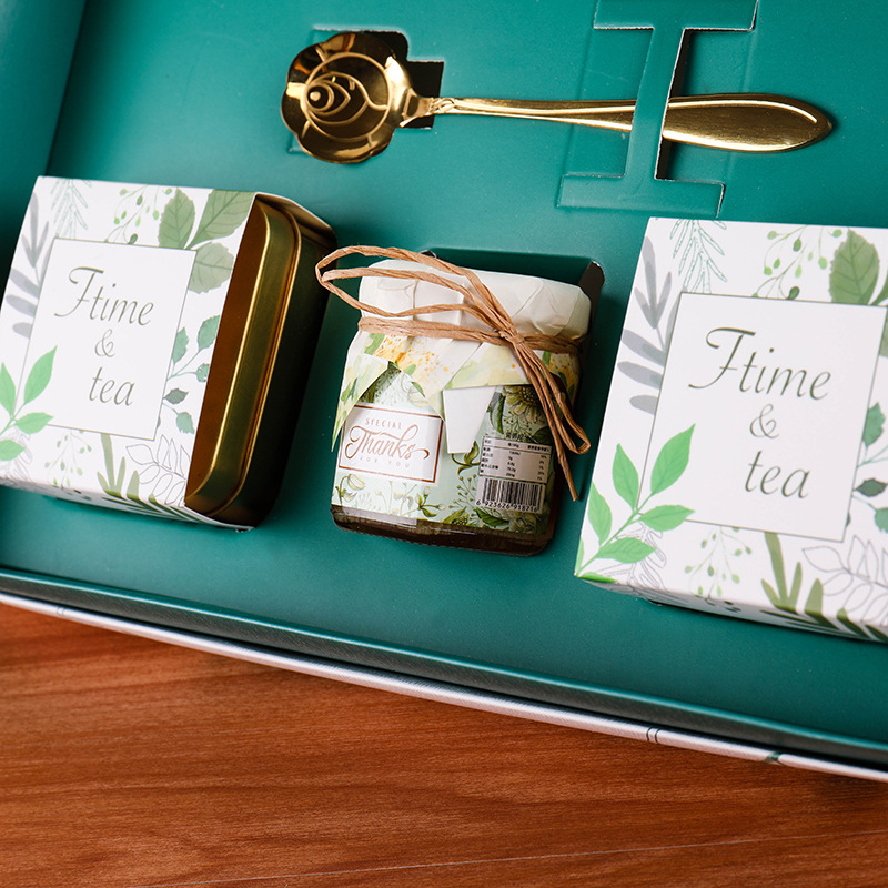 عبوة جرة الشاي مربع ورق قابلة للطي خضراء مخصصة