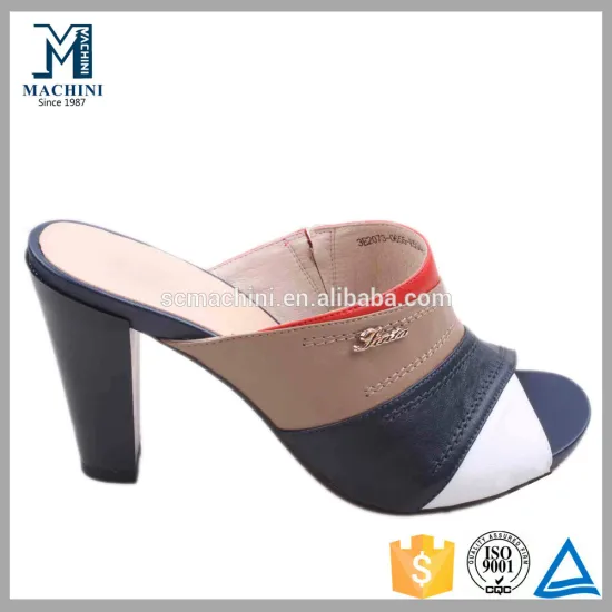Genuine leather high heel slipper 2015 ladies sandal shoes