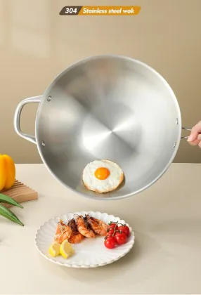 High Quality 304 Stainless Steel Frying Pan with Glass Lid - Wholesale Kitchenware