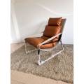 Modern Natural Leather Easy stoel met stalen structuur