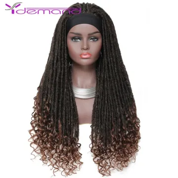 Wholesale Long Crochet Braid Curly Wigs Synthetic Headband Braids Hair Wig Liberty Goddess 26" Machine-made Y Demand