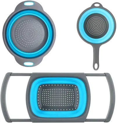 Collapsible Silicone Colander Fruit Vegetable Washing Basket