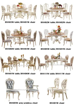 H8802W Royal French Provincial Dining Room Furniture Table Chair Sets