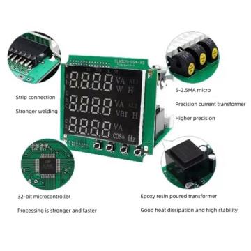 LED дисплей менен үч фазалуу энергия метр