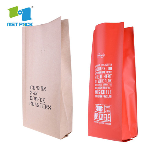 Flat bottom Kraft Paper Coffee Bags tin tie Ziplock Food Packaging Bag