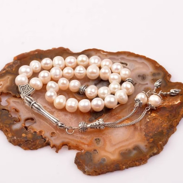 33 Freshwater Pearl Beads Misbaha Rosary: Muslim Tasbih Prayer Beads