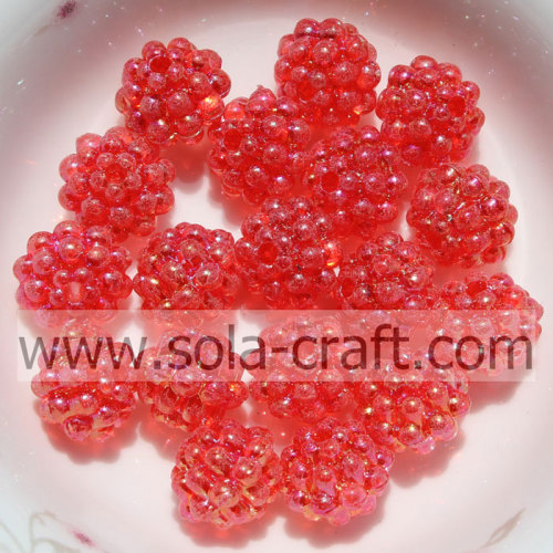 Wholesale Transparent Acrylic Rhinestone Berry Beads with Hole