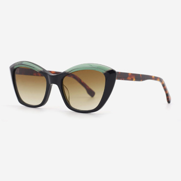 Cat Eye Lamination Geometric Acetate Female Sunglasses