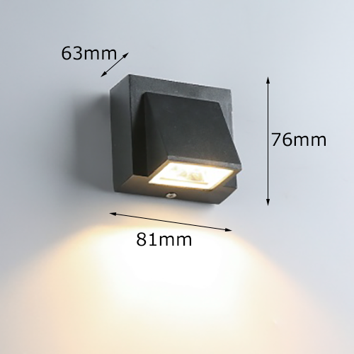 3W Aluminum Black outdoor in wall lightsofoutdoor in wall lights Size