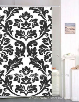 blalck and white colour bathroom shower curtain polyester fabric