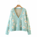 Cardigan de fleur d'impression pour femmes