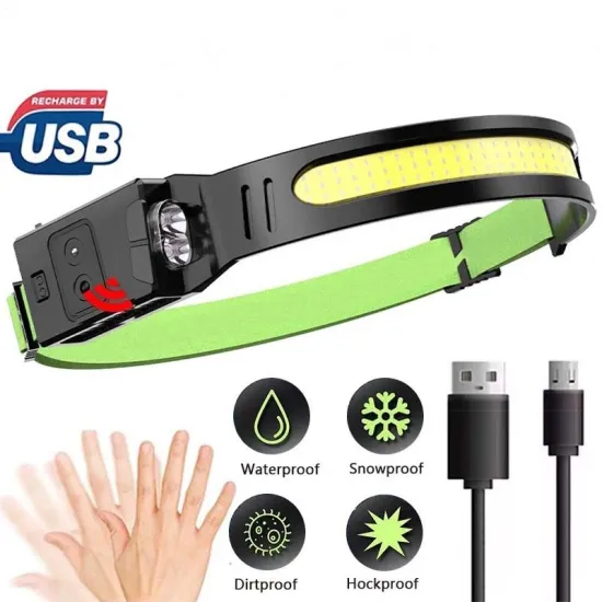 XPE+COB Red or Blue Light Rechargeable Lithium Battery Headlamp with Induction Function