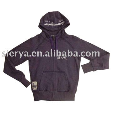 lady's cotton fashion cardign sweater with zipper and hood