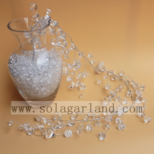 Branches d&#39;arbres de guirlande de perles en forme de diamant transparent acrylique