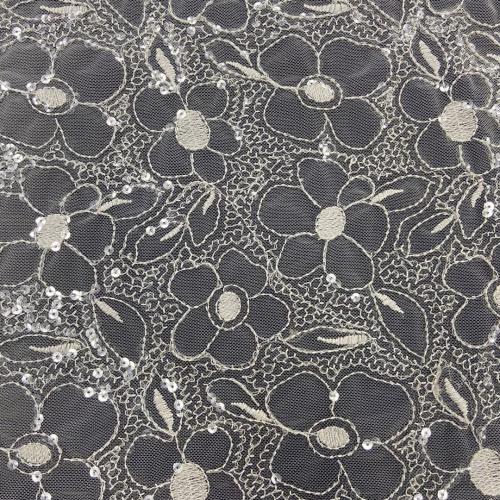 Fantasic Inforescence Design of Sequins Embroidery Fabric