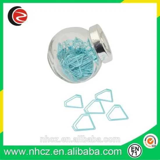 Diamond Shaped Paper Clips in glass bottle